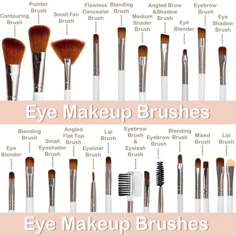 48Pieces white Professional Premium Synthetic Make up Brushes With Makeup Sponge